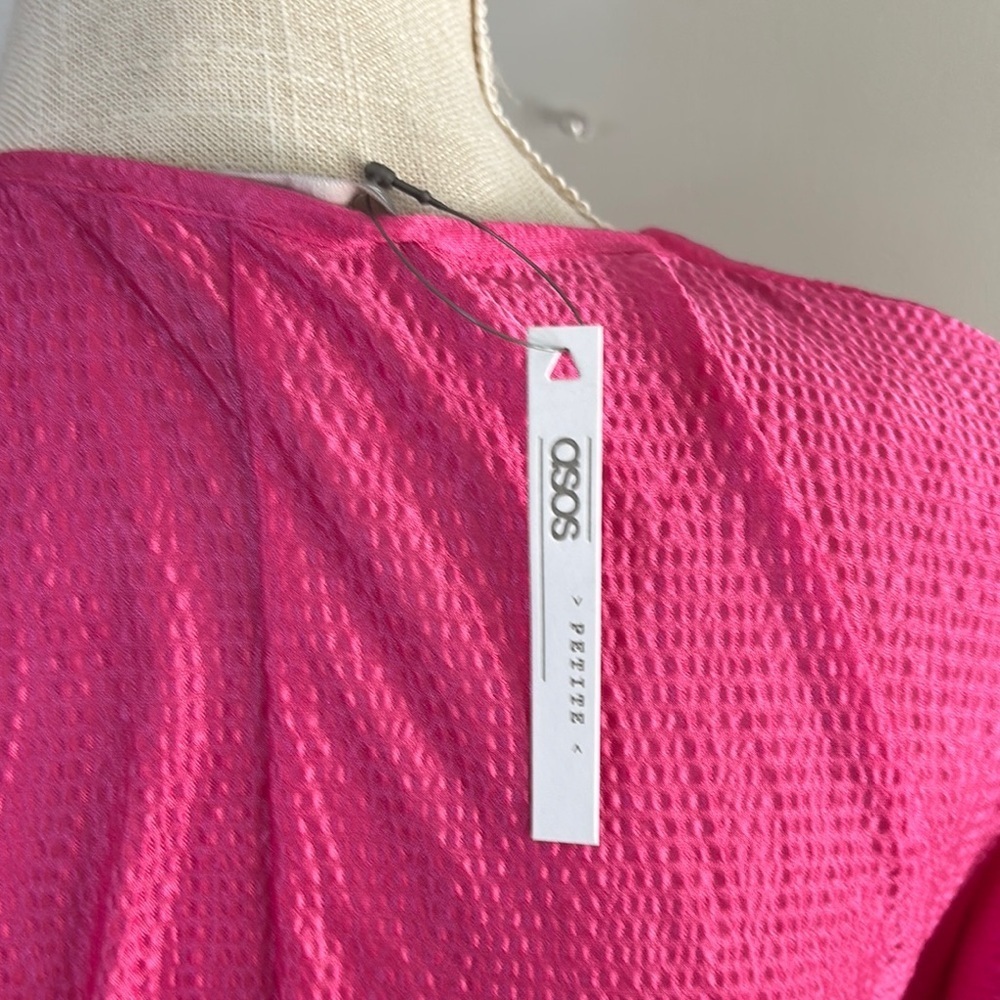 ASOS Fuchsia Long Sleeve V-Neck Dress - Picture 4 of 7